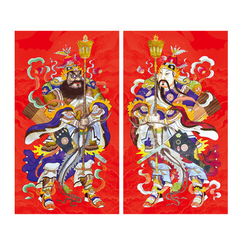 复古武门神2021新年春节年画特大号秦叔尉迟恭防水门神门贴年画