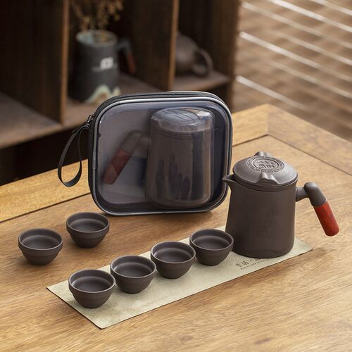 紫砂旅行功夫茶具快客杯小套装单人便携式一壶六杯户外泡茶壶茶杯