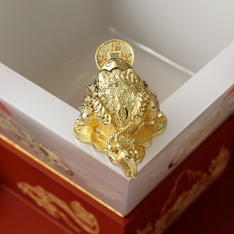 日进斗金四方纳财聚宝盆摆件金蟾招财聚财办公室装饰高档开业礼物