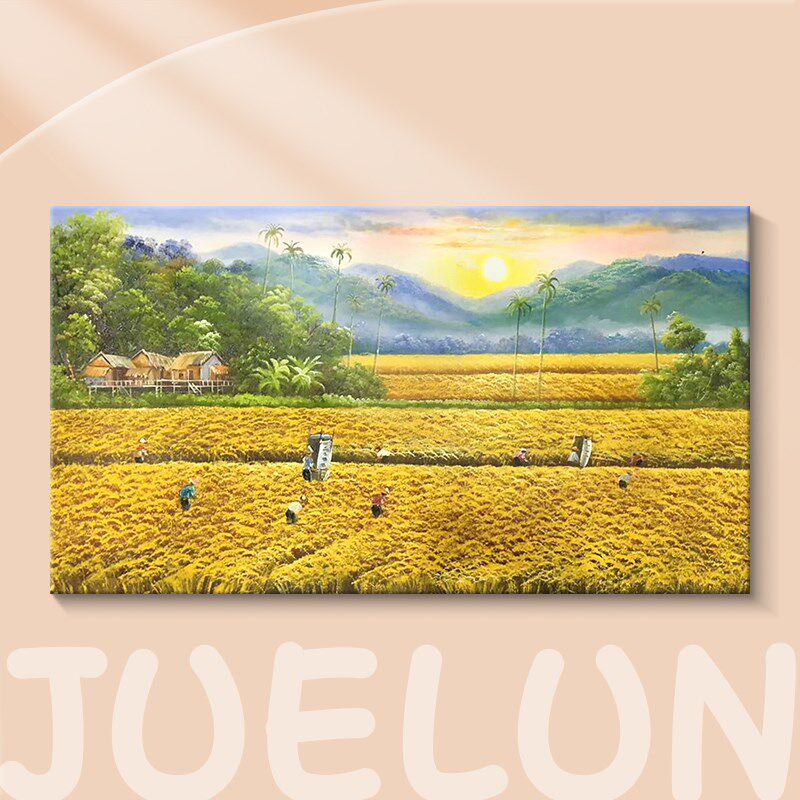 丰收麦田纯手绘油画装饰画立体大麦客厅沙发背景墙挂画横幅肌理画