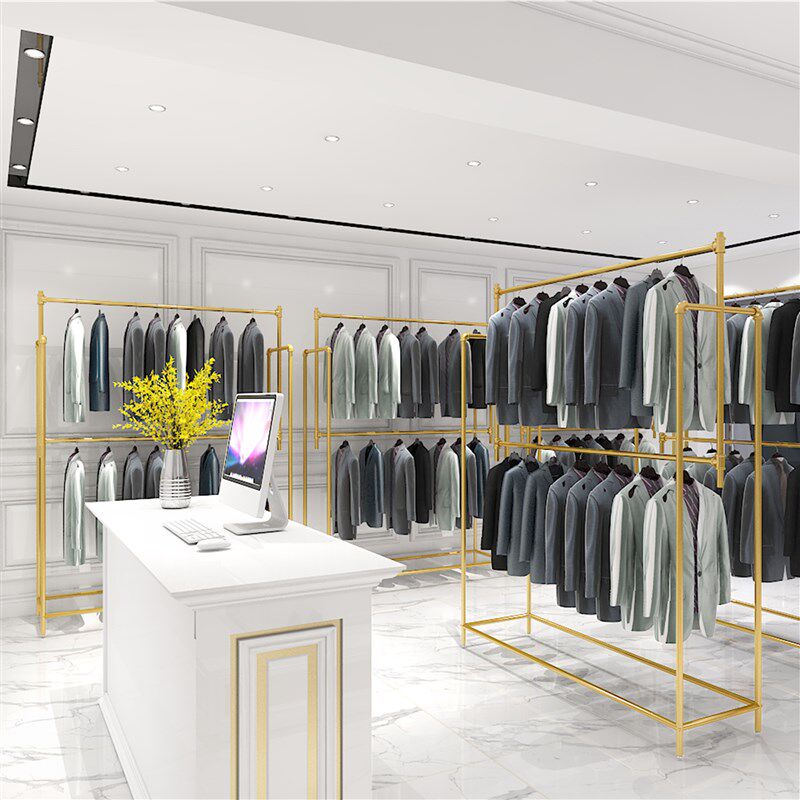 铁艺婚纱架子展示架落地双层挂衣架婚纱店衣架影楼礼服货架陈列架