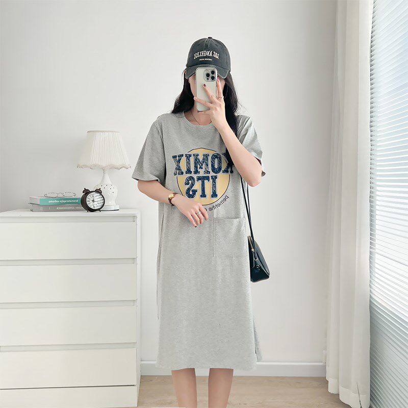 2024大码孕妇哺乳连衣裙外出哺乳衣夏季外穿潮妈长款短袖裙子夏装