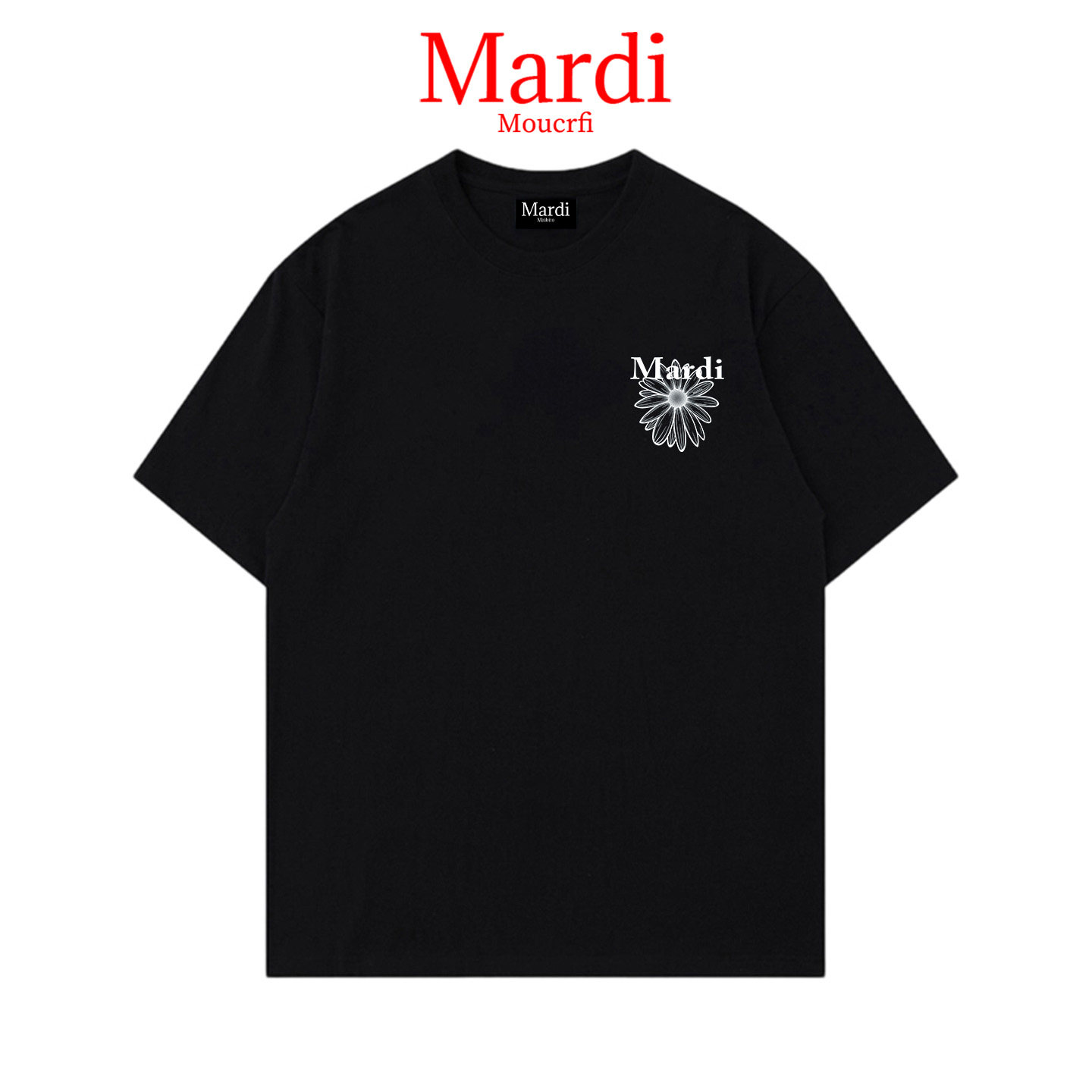เสื้อยืดแขนสั้นผ้าฝ้ายแท้ลายดอกเดซี่ สำหรับทุกเพศ แบรนด์ Mardi Moucrfi สไตล์เกาหลี รุ่นทางการประจำฤดูร้อนปี 2026