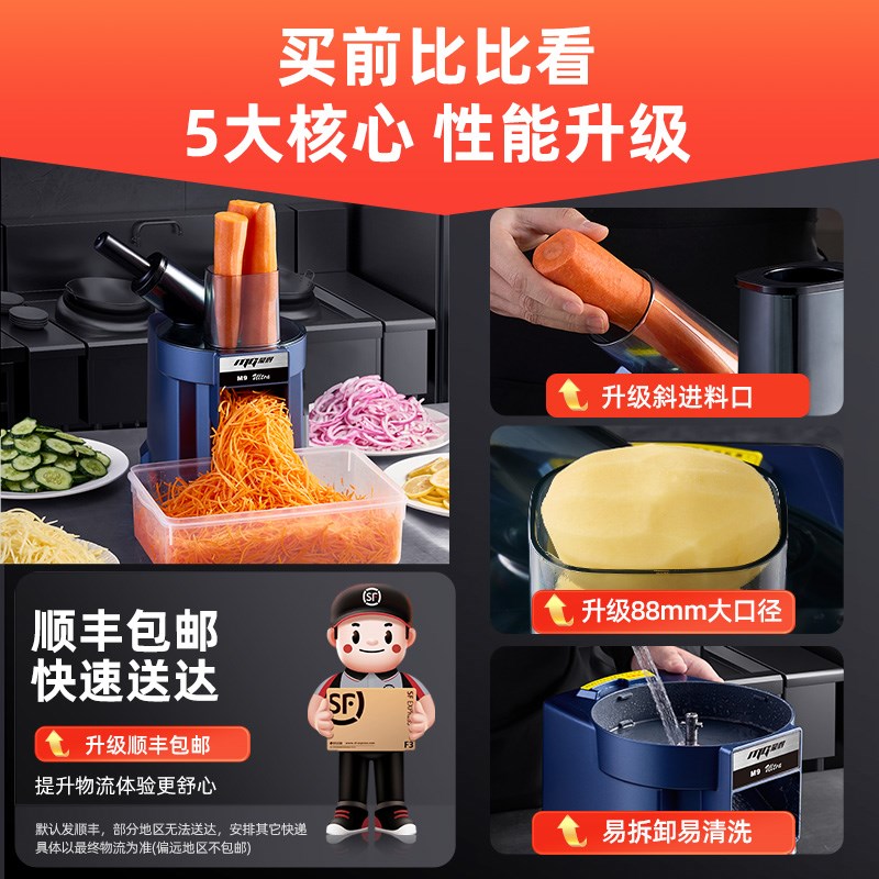 蒙得商用切菜机切丁神器多功能切粒机电动斜切切片机全自动土豆丝