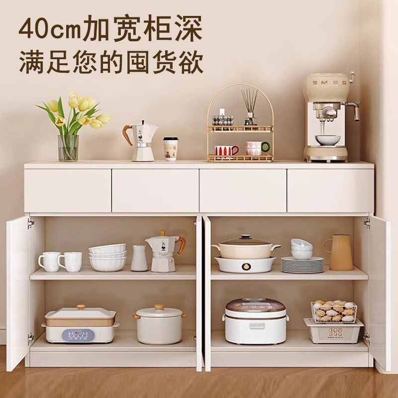 实木餐边柜靠墙一体家用储物柜高低组合柜子客厅茶水柜厨房置物柜