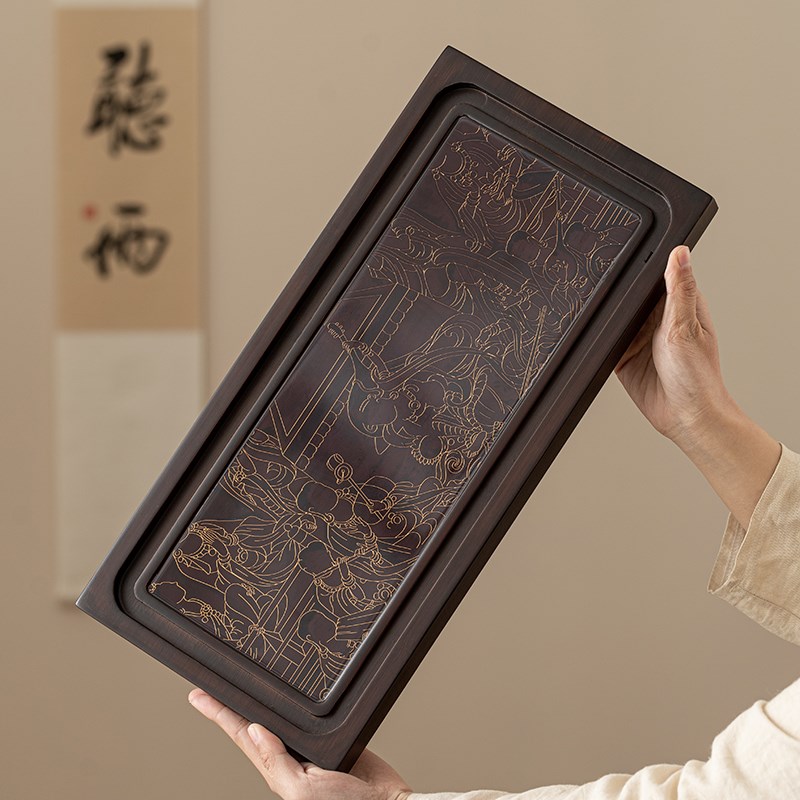 描金变色茶盘2024新款客厅家用茶台功夫茶具茶海小型排水茶托盘