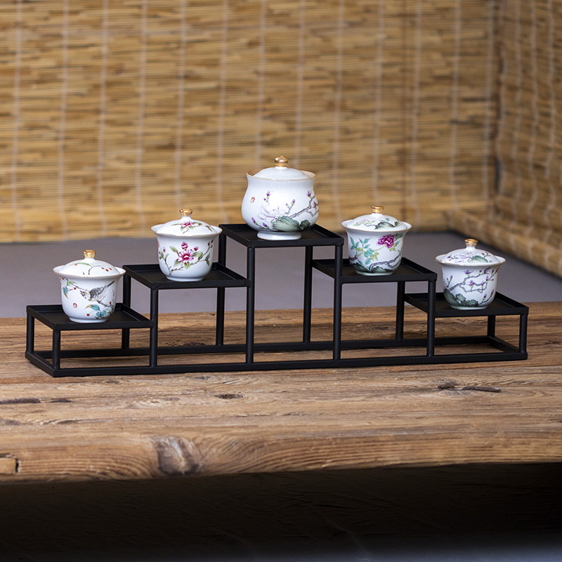 放茶具的架子茶桌面置物架茶室摆件小型博古架紫砂茶壶展示收纳层