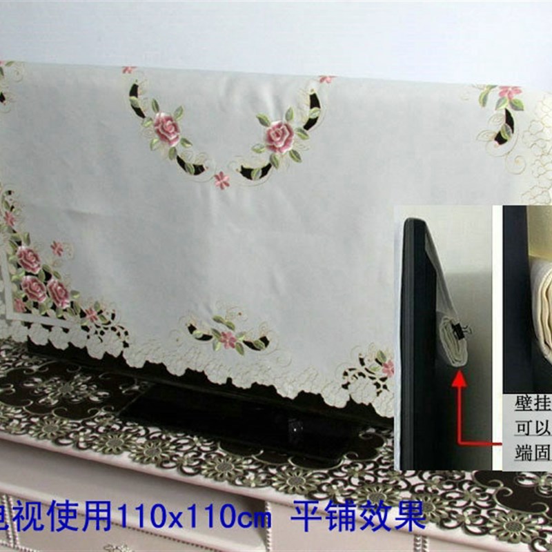42寸32寸48寸65英寸55寸欧式满工绣花盖布镂空液晶电视机罩防尘罩
