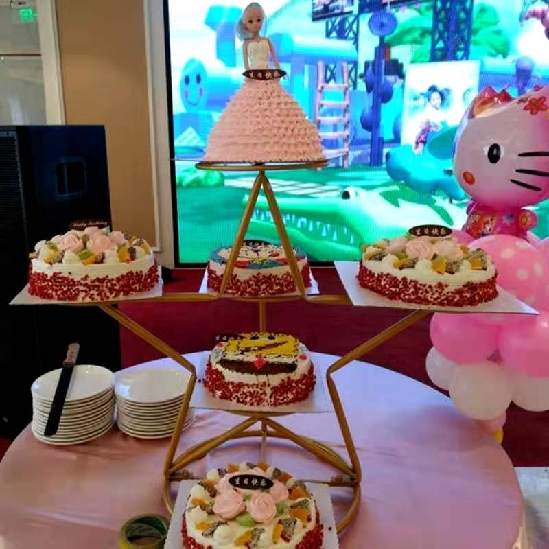 欧式新款创意铁艺蛋糕架子五角星生日婚庆婚礼六层多层甜品展示台