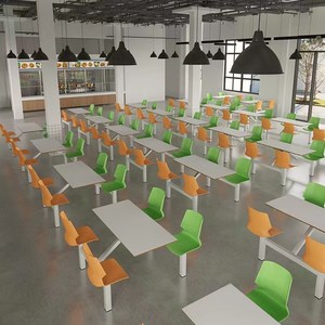 连体快餐桌椅组合学校单位公司美食城餐饮店小吃店大排档食堂桌椅