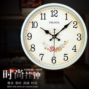 斐珞表欧式挂钟 客厅钟表卧室约音时钟挂特简静现代田园石英钟表