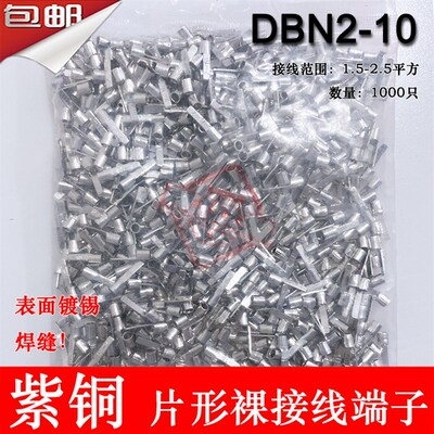 紫铜 DBN2-10 片形裸端头 冷压片形接线端子 插片 线鼻子