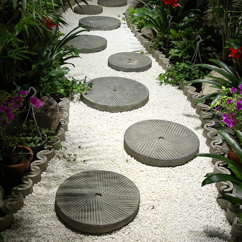 创意花园汀步石室外庭院草外露台防滑脚踏石户坪园林仿石磨路铺石