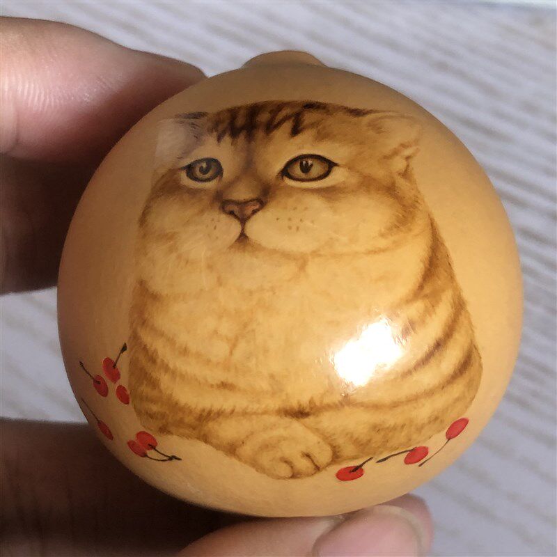 手工藏画捻釉火绘天然鸡蛋葫芦文玩收烙把玩手封工艺品异形摆件