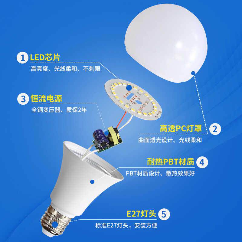 led灯泡塑包铝泡灯E27内螺口高亮A塑包铝球泡圆头节球能 灯室台灯