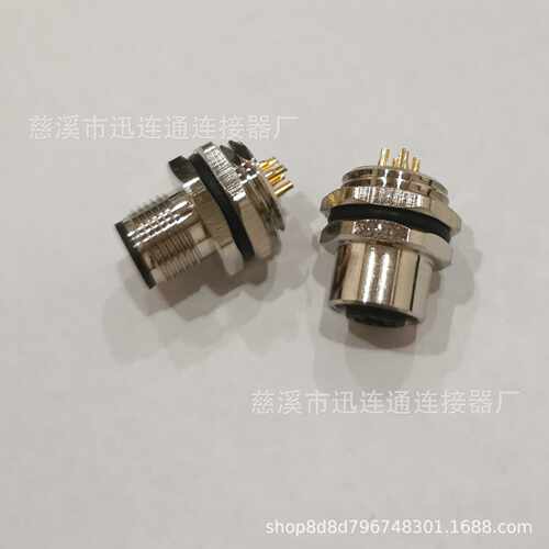 航空插头插座M12-4-5-8芯开孔16MM板后固定传感器灌胶密封 连接器