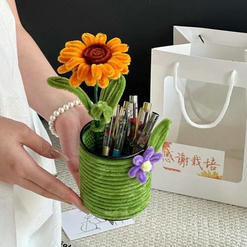 甄选郁金香扭扭棒笔筒教师节实用礼物含贺卡向日葵花束扭扭棒笔筒