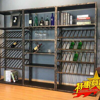 复古欧式铁艺酒架酒吧落地酒柜葡萄酒红酒收纳展示架置物架酒杯架