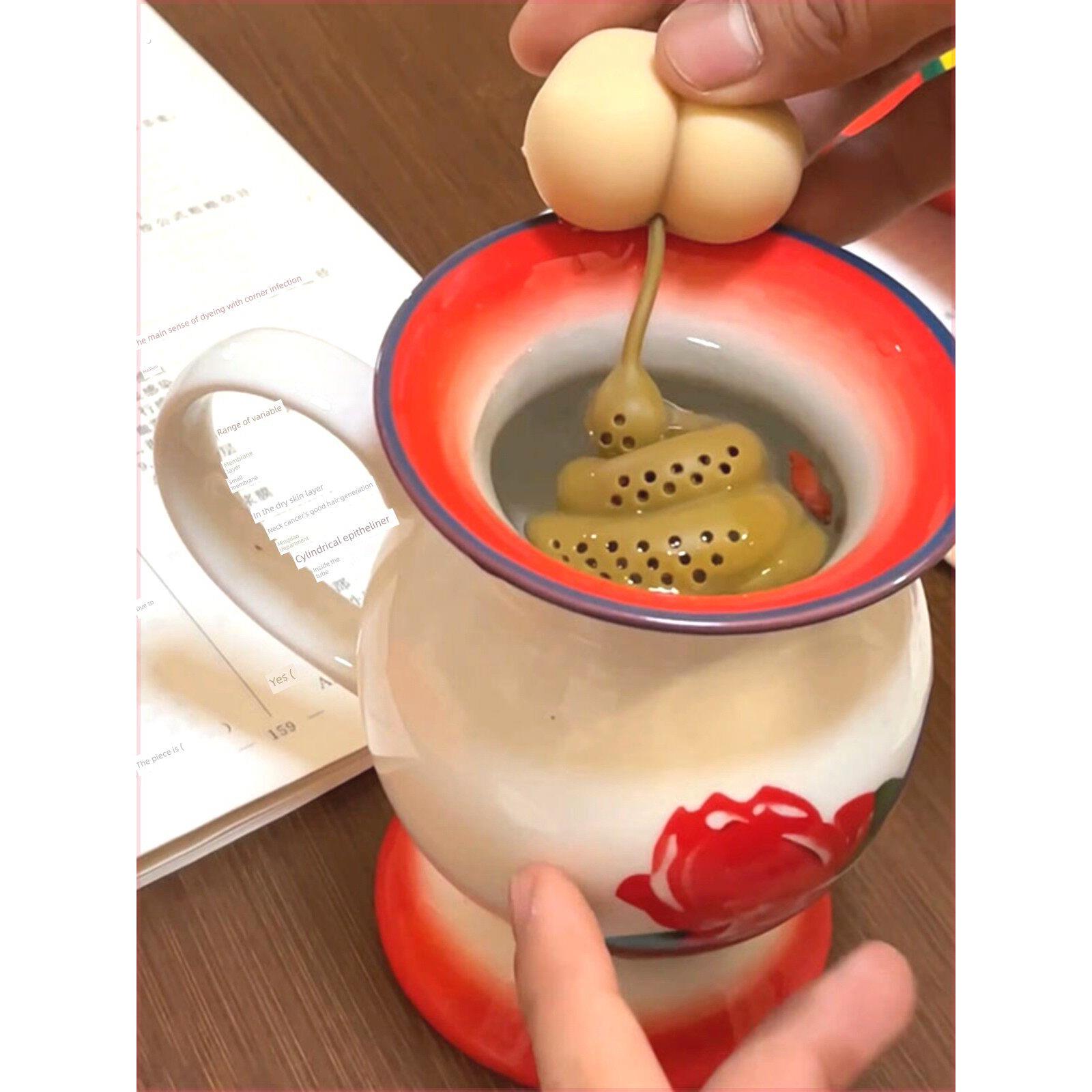 痰盂水杯与勺子和制茶神器怀旧老式陶瓷杯恶搞怪物生日礼物茶壶罐