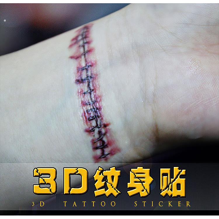 万圣节彷水纹身贴伤疤贴派对装扮用品恶鬼僵尸伤口纹身贴纸
