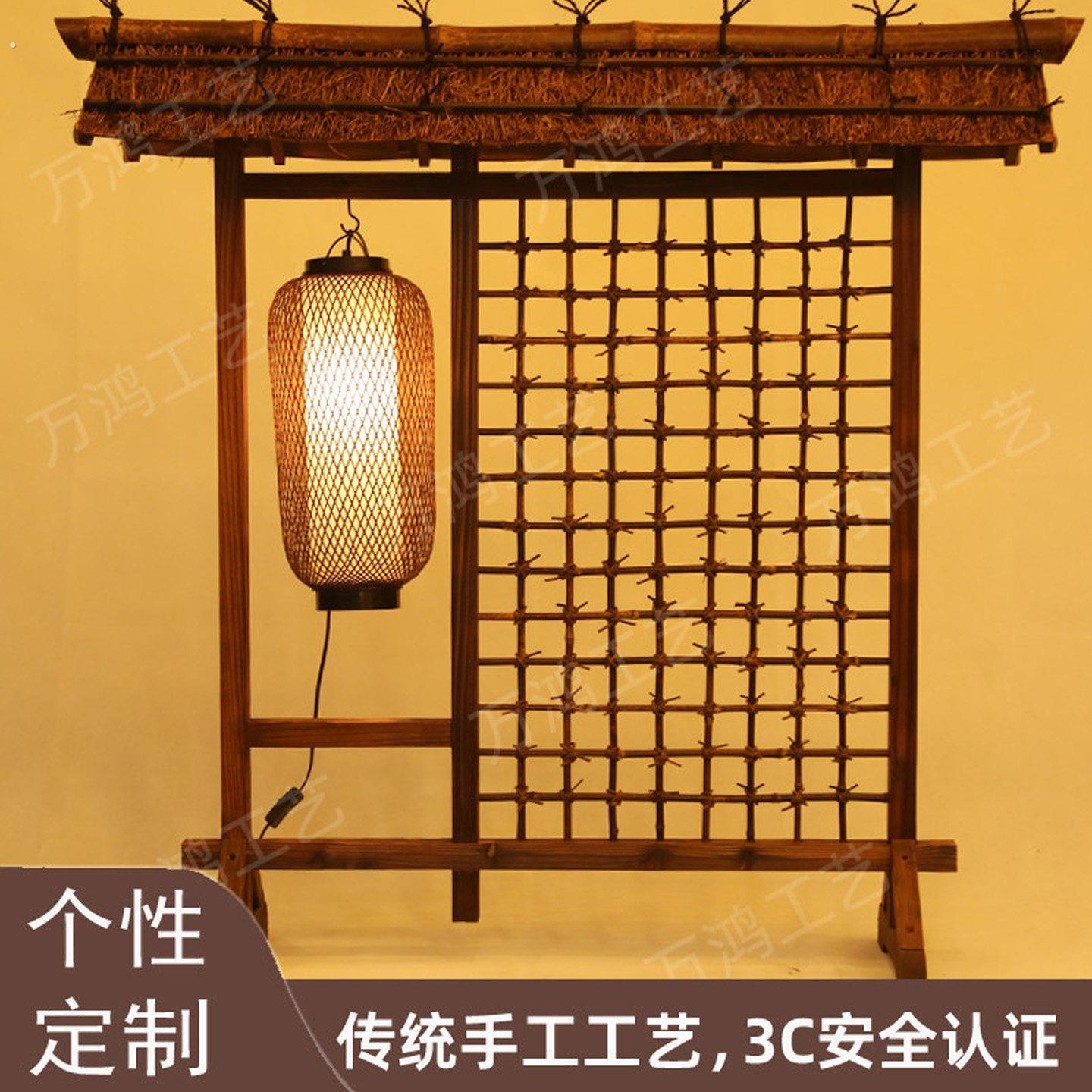 手工竹艺餐厅招牌灯古典落地灯特色隔断灯日式竹编灯落地灯古风