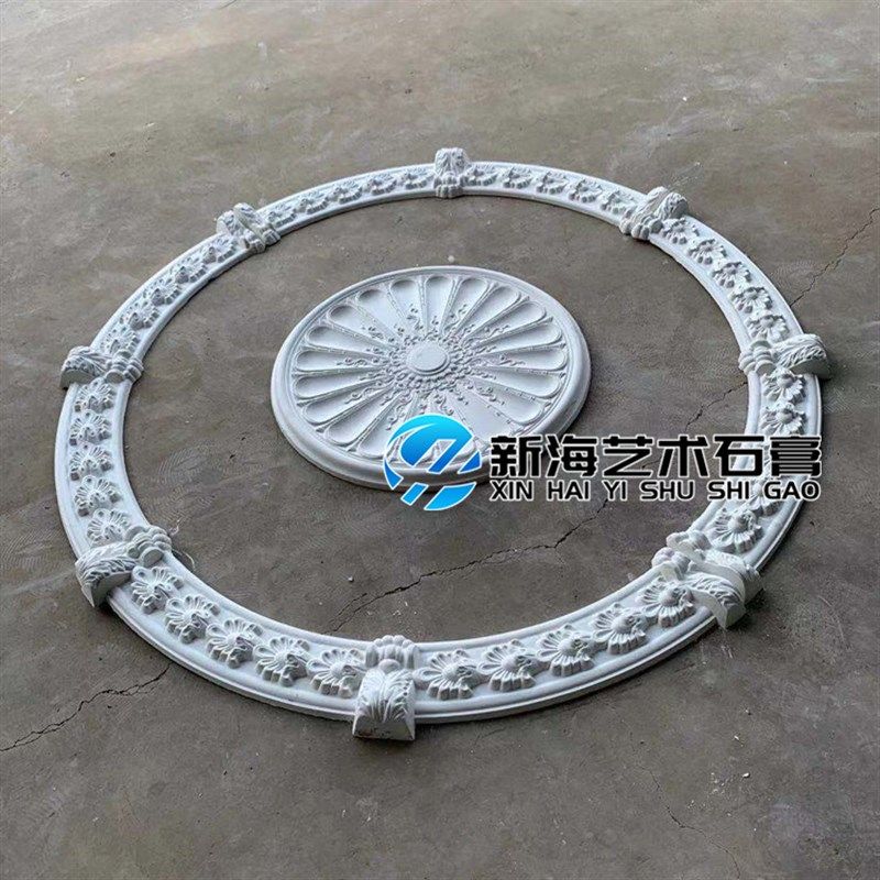 欧式石膏圆形条盘灯池角花客厅天花板吊顶造型石膏灯线雕花圆环