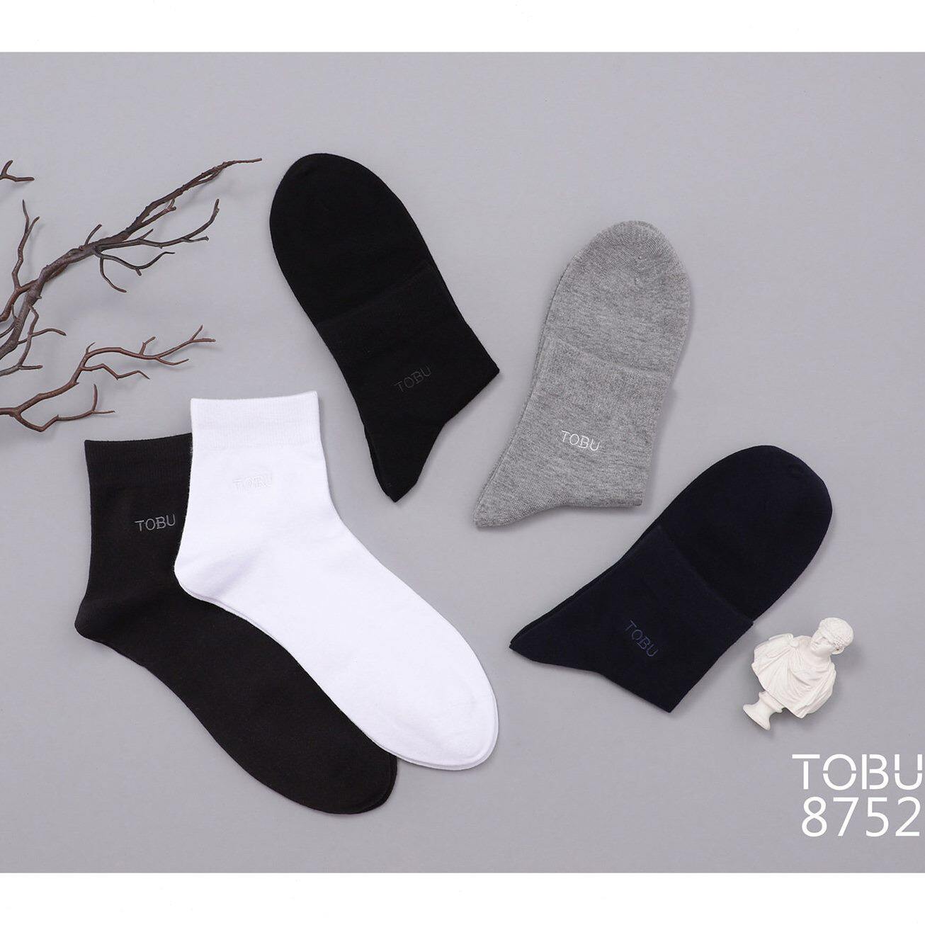 甄选TOBU 8752工厂直销精梳棉简约纯色透气吸汗防臭中筒盒装袜
