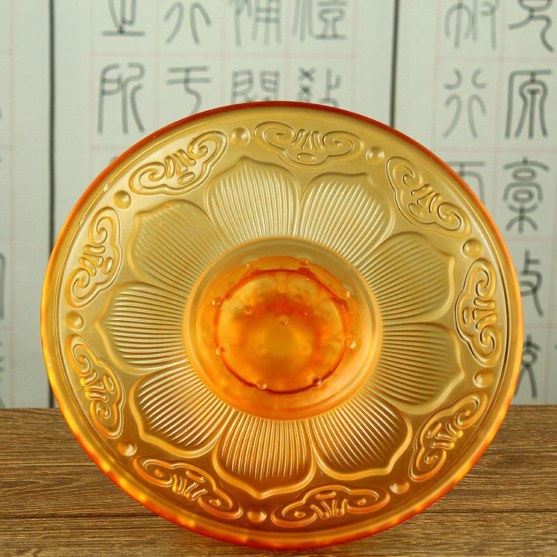 琉璃莲花供盘供奉佛前观音菩萨水果碟贡品供果果盘家用摆件