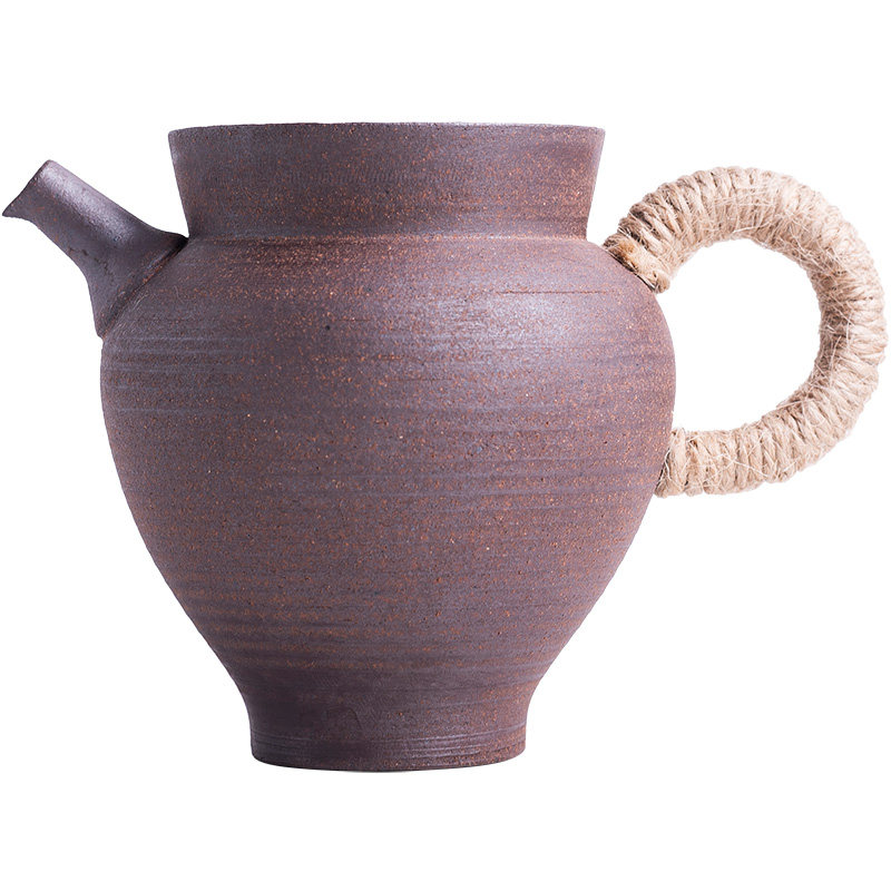 陶迷原矿粗陶公道杯家用中式绑绳陶瓷禅意公杯功夫茶具配件分茶器