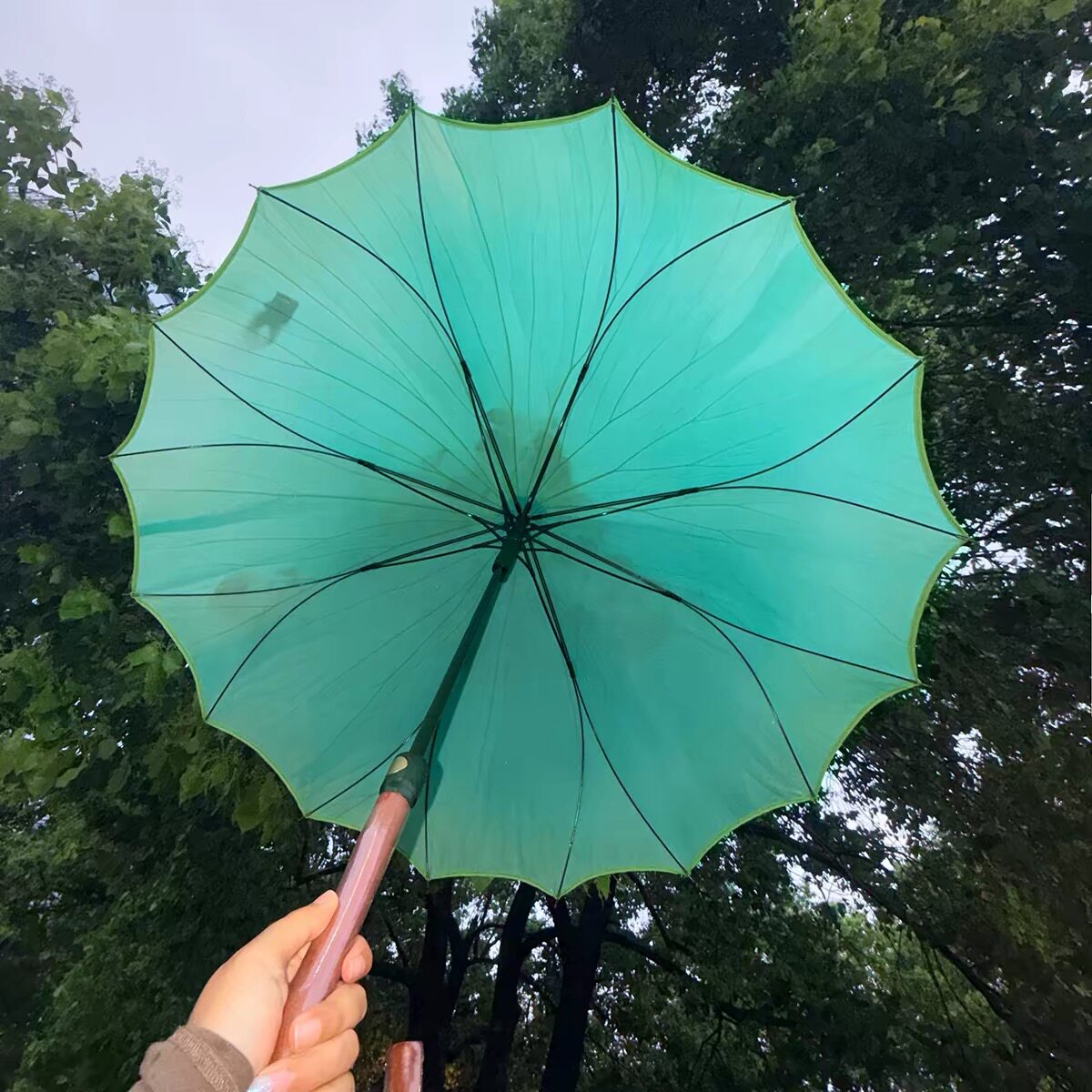 灵隐国风荷叶长柄两用高颜值雨伞