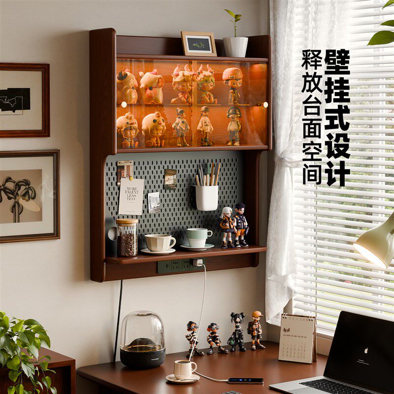 实木吊柜悬浮柜壁挂餐柜餐桌一体家用小户型上墙置物架收纳柜