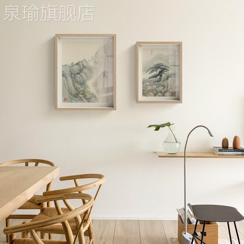 网红半庭x竹庵 日式简约装饰书画新中房式禅意山水玄关挂画原木风
