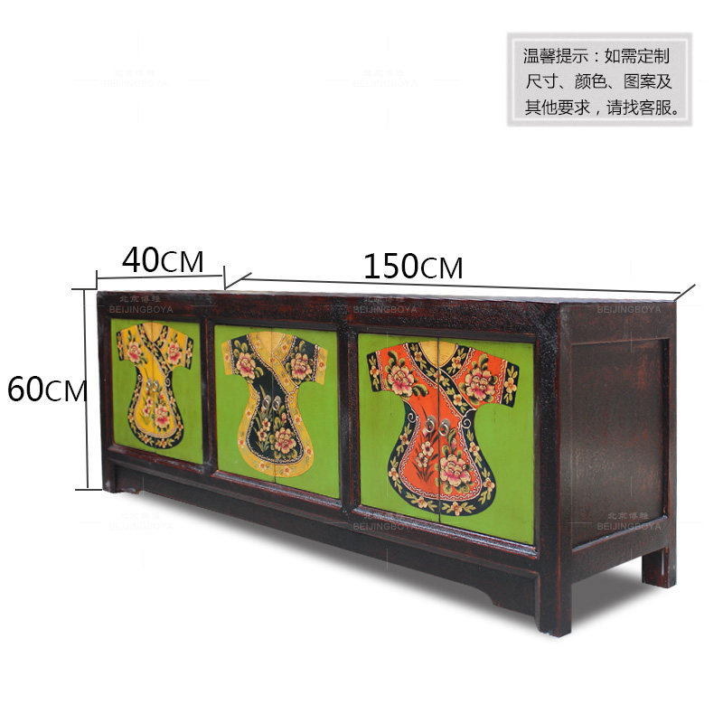 新中式电视柜手绘轻奢小户型整装储物柜客厅地柜卧室长方形视听柜
