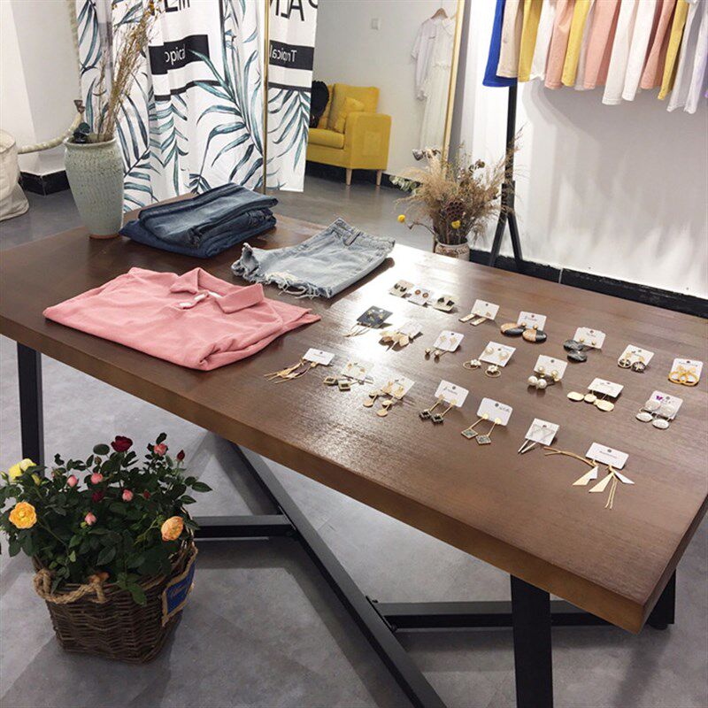 服装店实木展示桌中岛流水台鞋包展示台展示架中间摆放长方形桌子