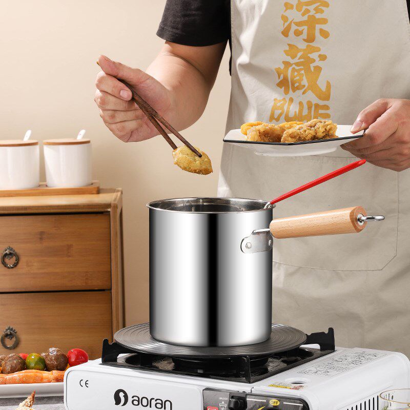 宇太 304油炸锅家用小油锅炸串锅带滤网电磁炉小汤锅省油小炸锅