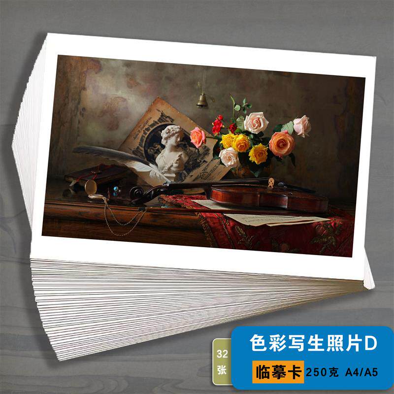 油画静物临摹卡片色彩写生照片零基础创意少儿美术生画画范本32张