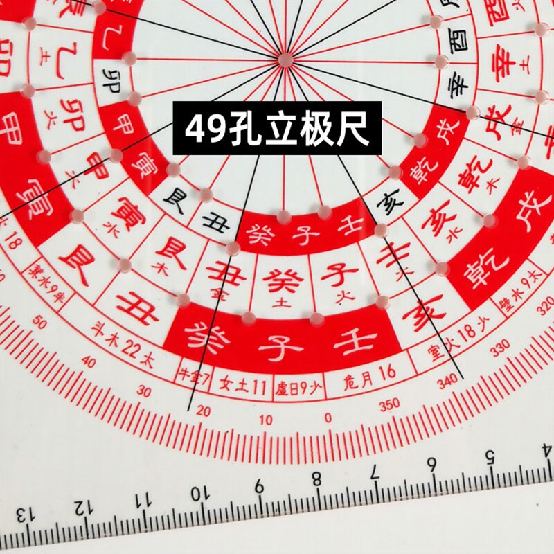 罗盘立极尺透明八宅24山立极尺49孔玄空飞星户型亚克力测量专业尺 - 实物图