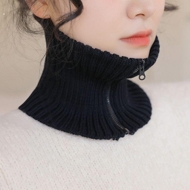 拉炼洋派假领子2025早春新款百搭纯色立领围脖毛线领套脖套女护颈