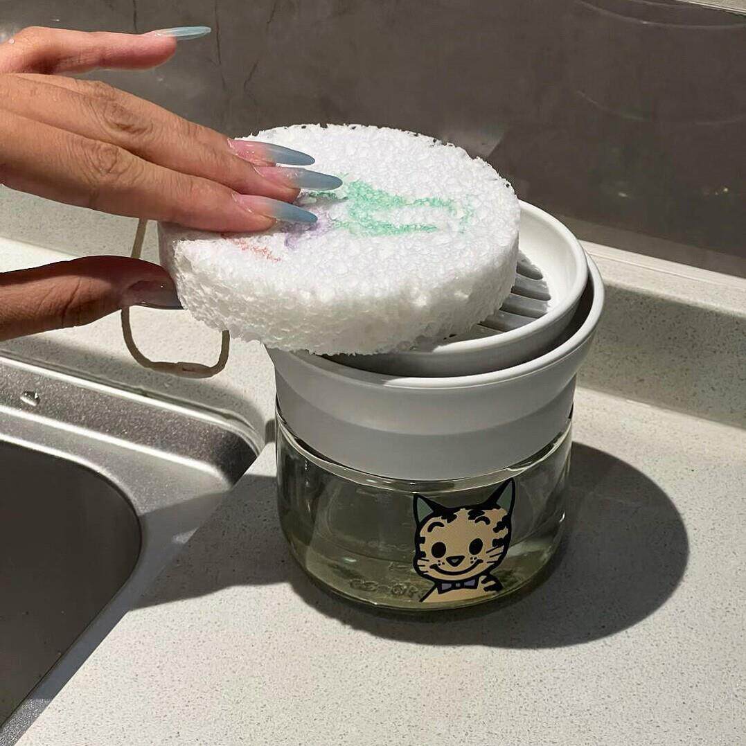 【提升幸福感好物】洗洁精分装瓶按压式家用液体按压瓶海绵置物架