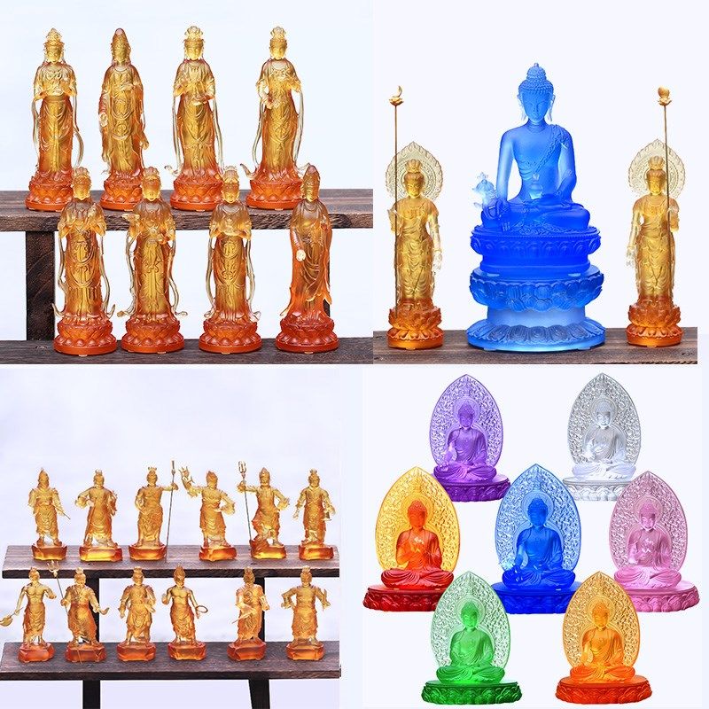 古法琉璃药师坛城套件摆八装大菩萨日月光观音菩萨十二药叉神将