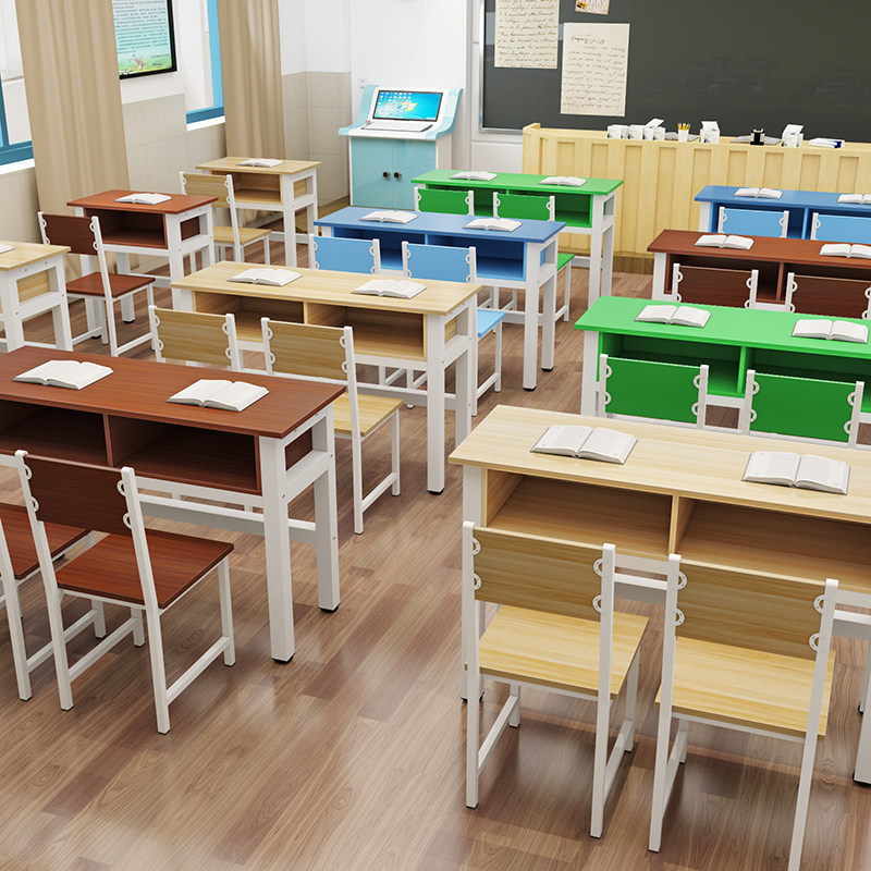 学生课桌双课带抽屉层桌椅单人双人位培椅课桌定制书法桌凳子训子