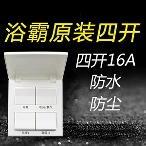 浴生开关四开16A卫霸间面开飞雕四合一4板风暖家用多功能集成吊顶