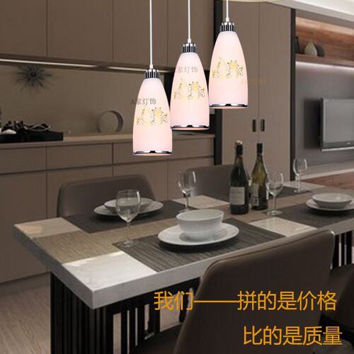 餐厅吊简三头LED灯意个性吧台吊创 灯约现代餐厅灯具 田园餐吊灯