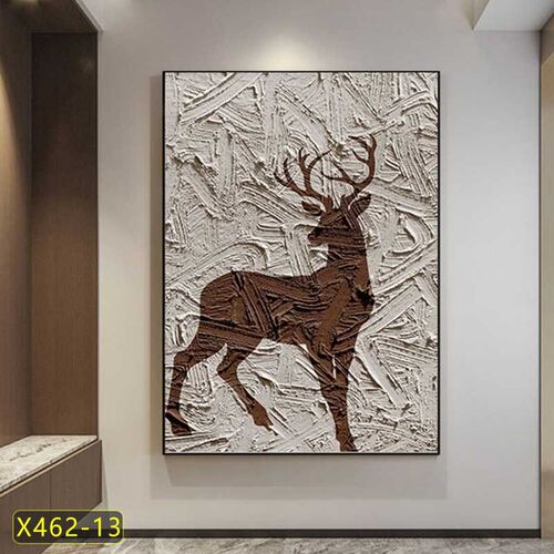 福麋轻大象走玄关装饰画入户马廊现代鹿奢挂画客厅抽象肌理落地画