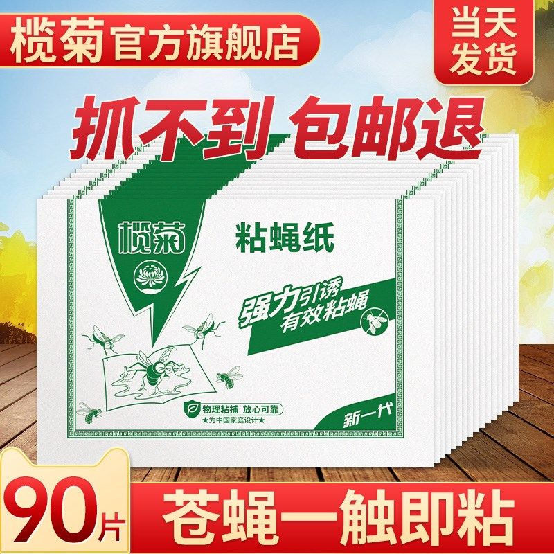 榄菊苍蝇贴纸粘大蝇用家用用号养殖场果蝇室内商大灭棚纸沾粘蝇板