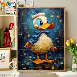 佳彩D颜 数丙油画天IY手绘油彩梵高星空鸭字烯画卡通形象装饰挂画