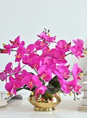 手感蝴蝶假仿真花艺套店家居客厅玄关兰花绢花装饰花酒装摆件