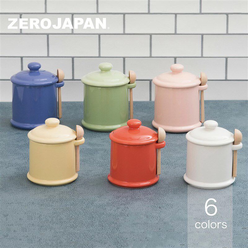 r本进口ze日ojapan美浓烧0瓷密封咖啡盐糖食品调料罐带木勺30陶ML