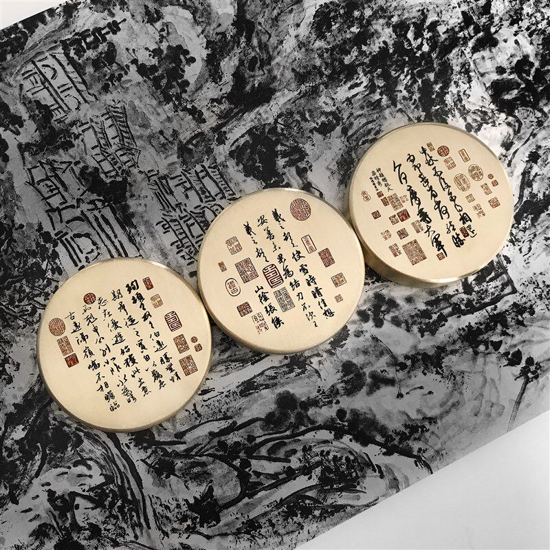 黄铜书法镇纸 镇尺 三 堂三帖希圆镇国 书法纸画雕刻压纸