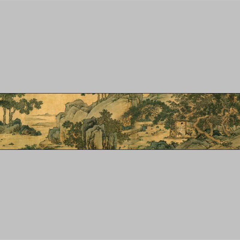 天津博物馆收藏 周臣-辟纑图 绢本  国画名家字画 宣纸画心